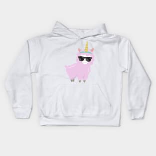 Unicorn Llama, Cute Llama, Little Llama, Alpaca Kids Hoodie